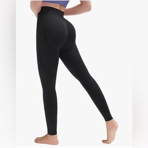 NWT-High Waisted Tummy Control Leggings with Seamless Crotch With Butt Scrunch
